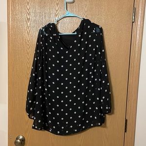 Black & White Dotted Sheer Christopher and Banks 3/4 Sleeve Blouse